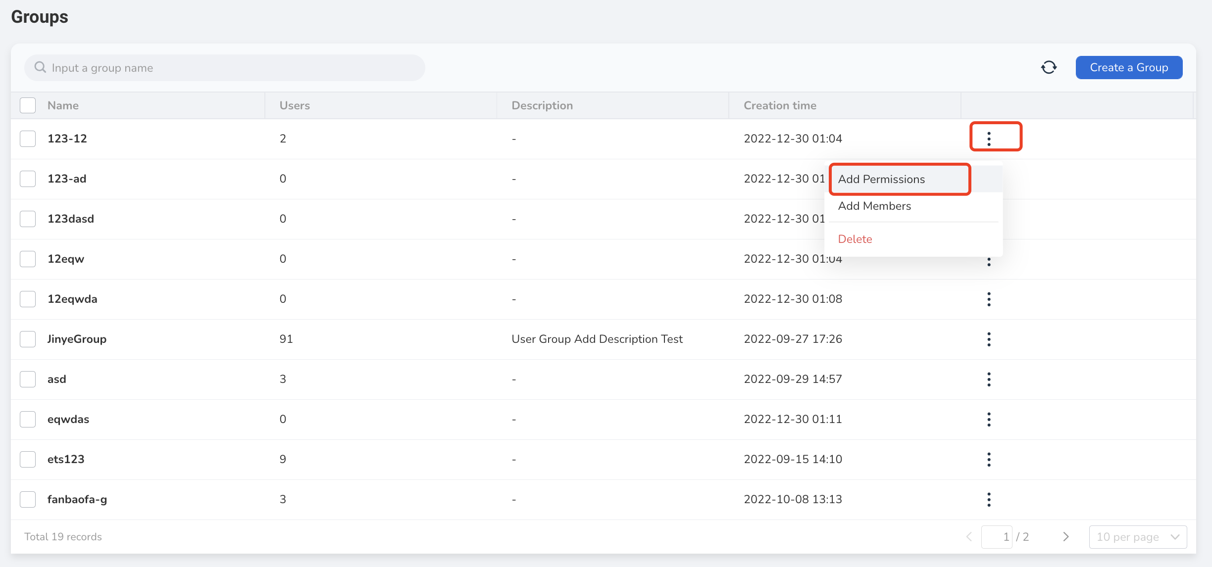 add permissions