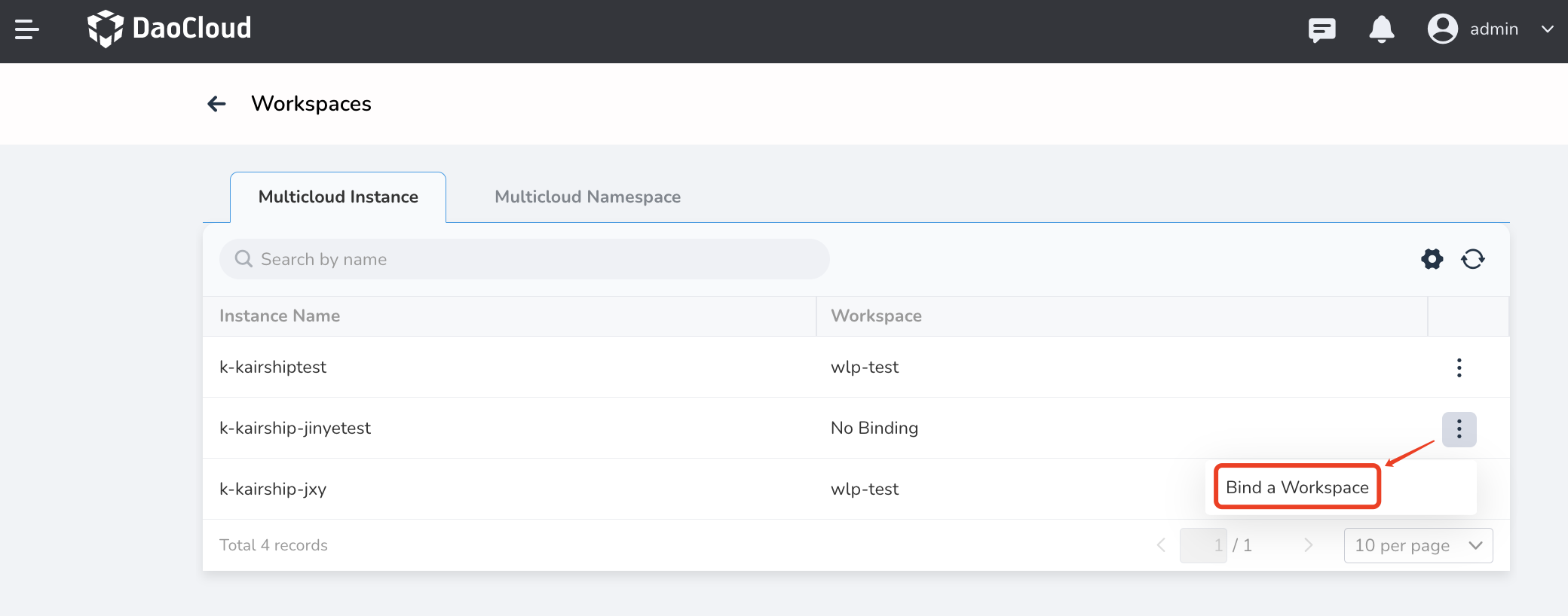 Management interface