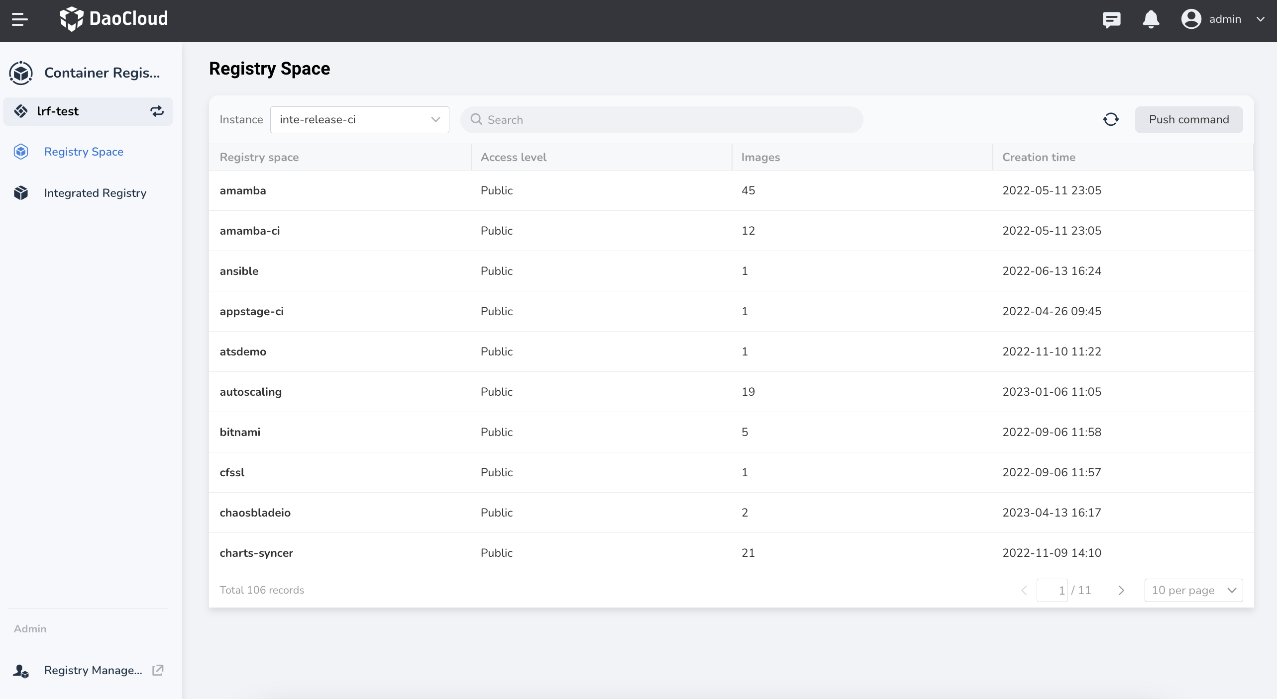 Enter registry space